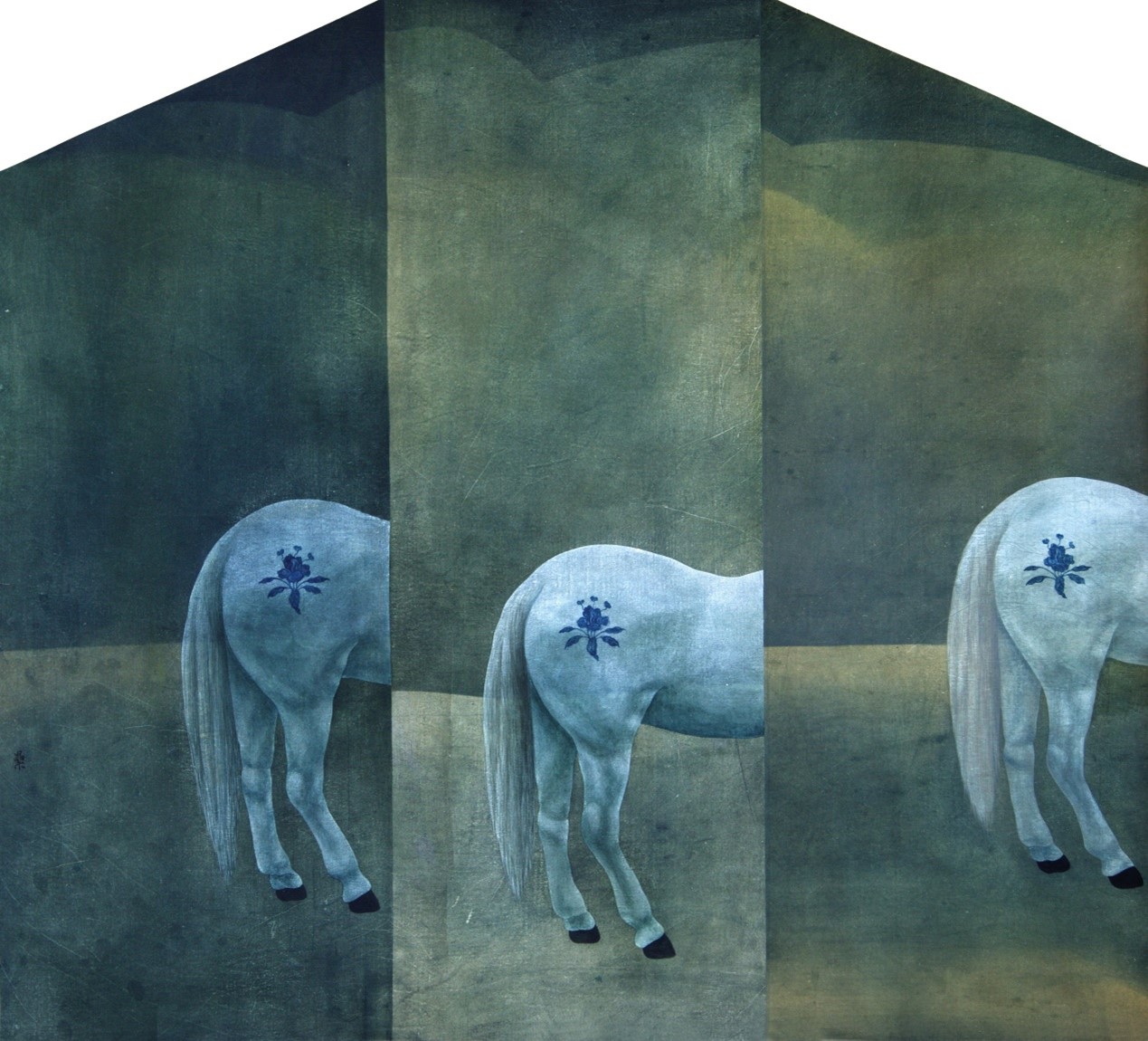 <h2>镜中的青花</h2><p>作者：徐累</p><p>创作年代：1996年</p><p>规格：87cm×95.5cm</p><p>品类：纸本水墨</p>